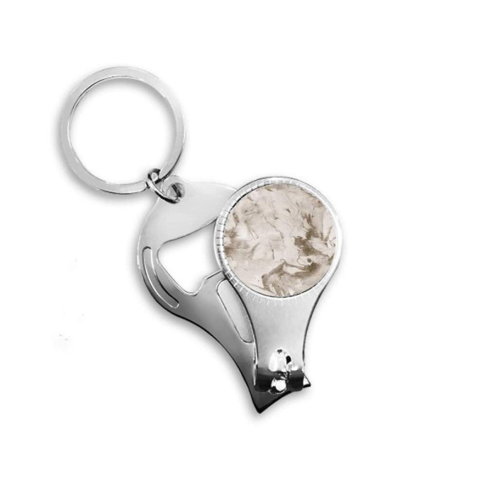 Grey Polluted Dirty Rough Paper Texture Nail Nipper Ring Key Chain Bottle Opener Clipper