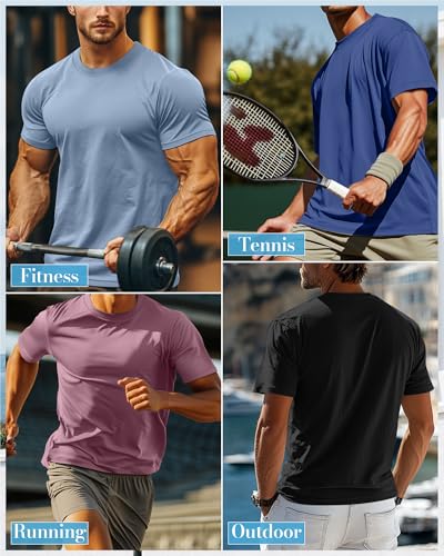 Ficerd 5 Pack Men's Big and Tall Shirts Short Sleeve Cotton Tee Summer Crew Neck Oversize Top Loose Fit Shirt Multipack3