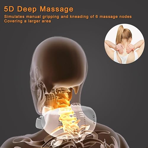 Miniatura 3 de Masajeador de cuello, masajeador shiatsu 5D inalámbrico para espalda, hombros y trapecio, masaje de amasamiento de tejidos con función de