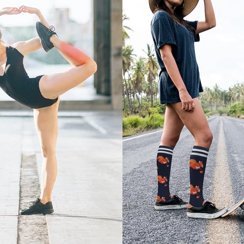 fenglaoda Compression Socks Women Men 6 Pairs, Knee High Best Support Circulation Socks for Running, Travel, Flight, Nurse