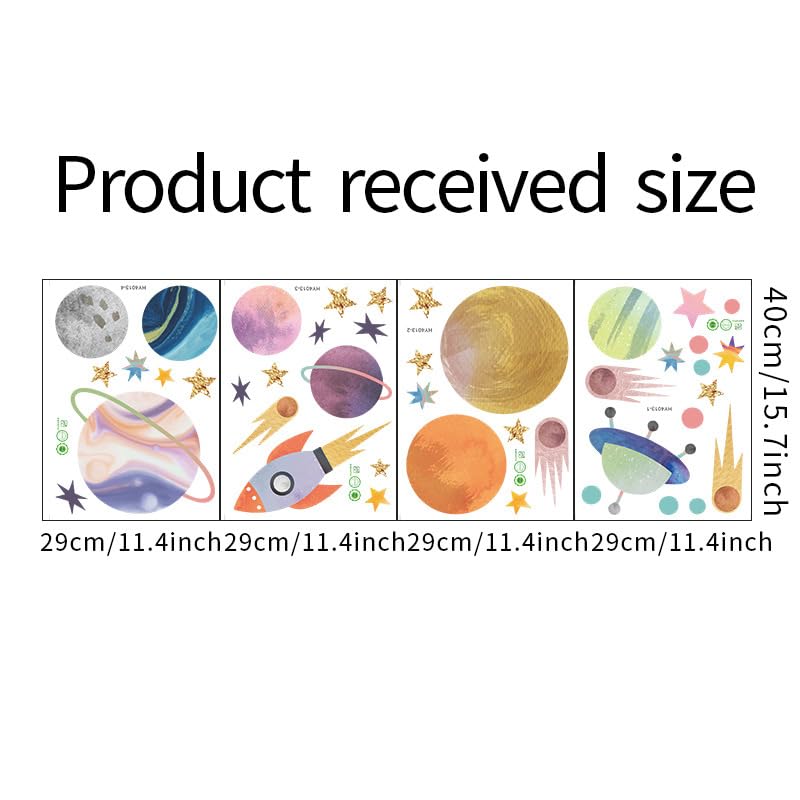 Image of Space Adventure Fun Learning Educational Wall Stickers for Kids Baby Peel and Stick Wall Stickers for Kids Room Bedroom Playroom Nursery Living Room Decor Wall Art Wall Decoration Boho,90X1 cm