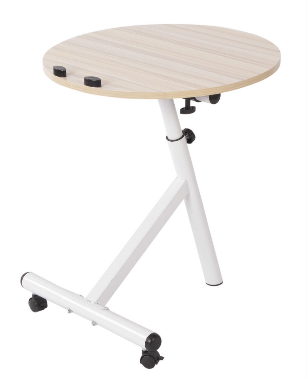 Pro Space Height Adjustable Round End Table Coffee Table for Living Room and Office, Natural