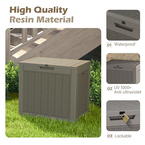 GULAIMOAO Outdoor Storage Waterproof Deck Box for Patio (35 Gallon, Grey) — view 3