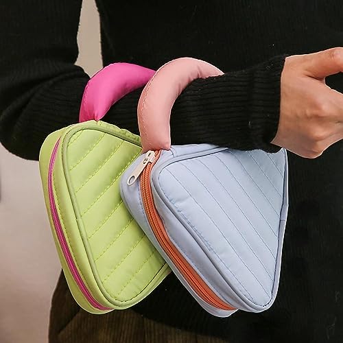 Image of House of Quirk Makeup Organizer Travel Cosmetics Toiletry Bag Macaroon-Colored with Handle (Grey)