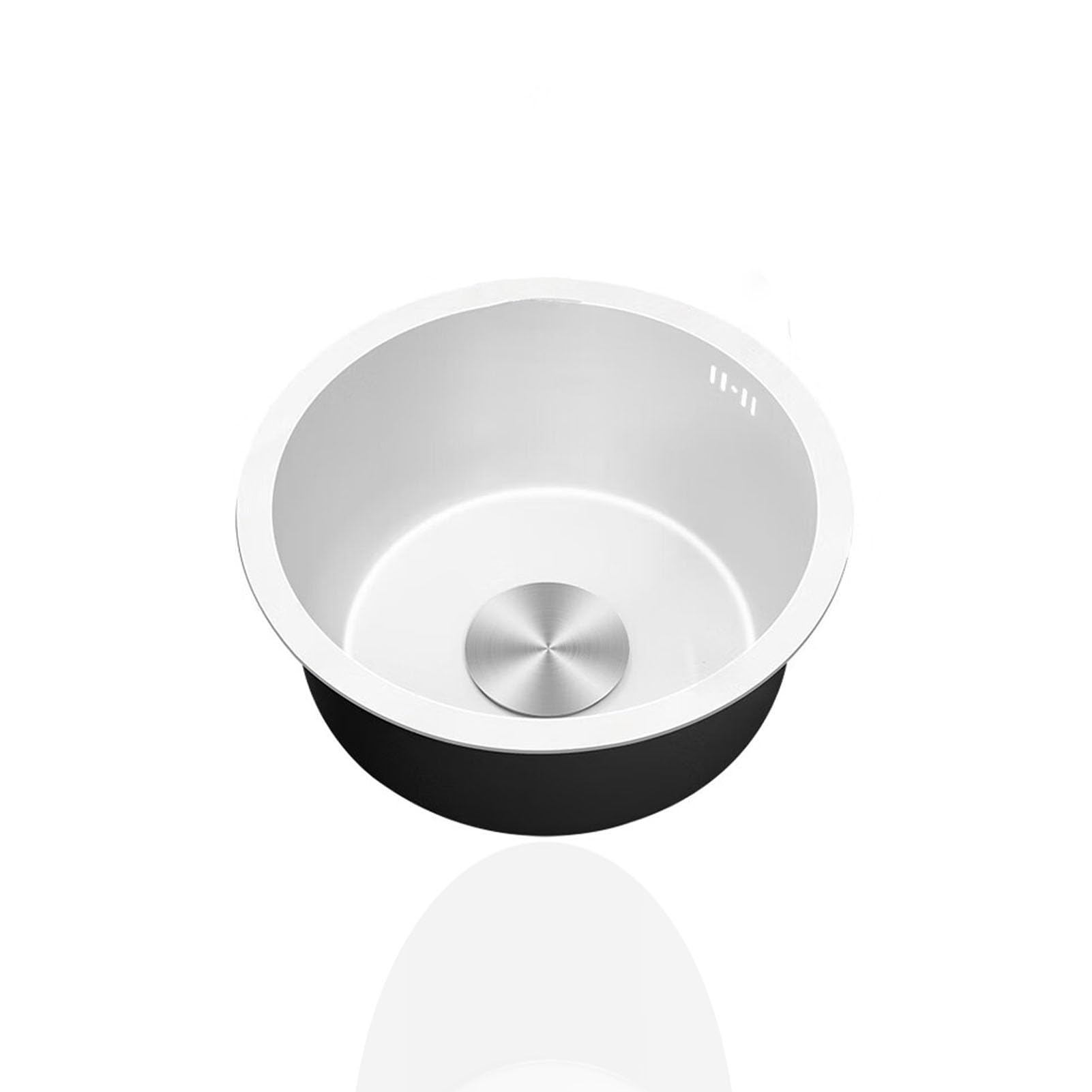 WIQUYBML White Round Mini Kitchen Sink,Stainless Steel,Single Bowl Small Caravan Sink with Drainer Fittings and Overflow for Campervan Bar Restaurant,Undermount Topmount(Ø 28cm)