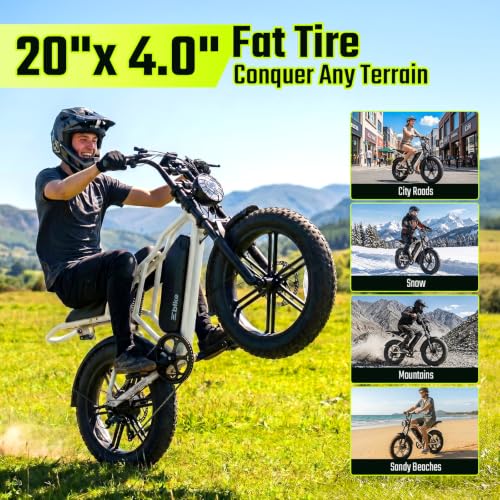 Image of TS TST GRP LLC Electric Bike for Adults with 48V 15Ah Removable Battery | 1500W Peak Motor Ebike, 20 inch x 4.0 inch Fat Tire E Bike, Dual Suspension & Disc Brakes, LCD & APP Control, for Commuting Off-Road