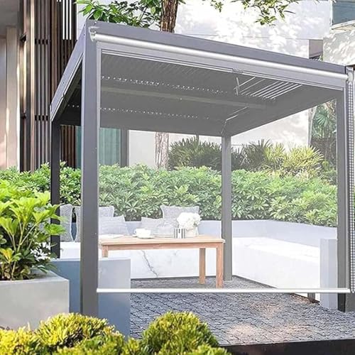 Persianas enrollables transparentes, impermeables, transparentes, enrollables, para pérgola, para exteriores, estor enrollable de PVC, transparente, impermeable, a prueba de viento y polvo