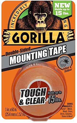 Image of Gorilla Mounting Tape, Tough and Clear, Double-Sided, 1 inch x 60 inch, Clear - 24 Pack