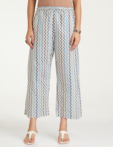 Image of BIBA Women Cotton Straight Printed Kurta Straight Palazzo Suit Set