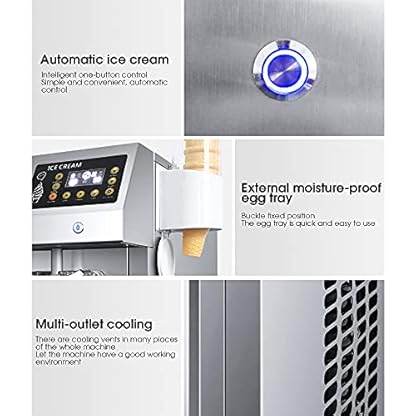 Automatische Eismaschine, 1250 W kommerzielle Softeismaschine, Joghurt-Milchshake-Maschine, Softeismaschine aus Edelstahl 304 mit LED-Bildschirm, für Geschäfte, Restaurants, Bars, 12 l – Bild 7