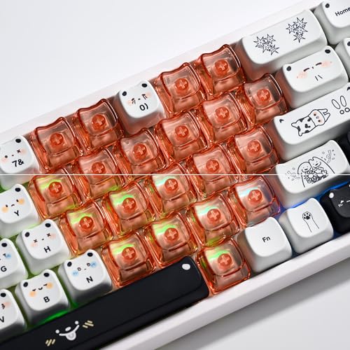 Image of GMKWTL XVX Blank Transparent Keycaps, Sweet Heart PC Custom Keycap Set, Backlit Pink Candy Keyboard Keycaps Mao Profile for MX Switches Mechanical Keyboard (21pcs)