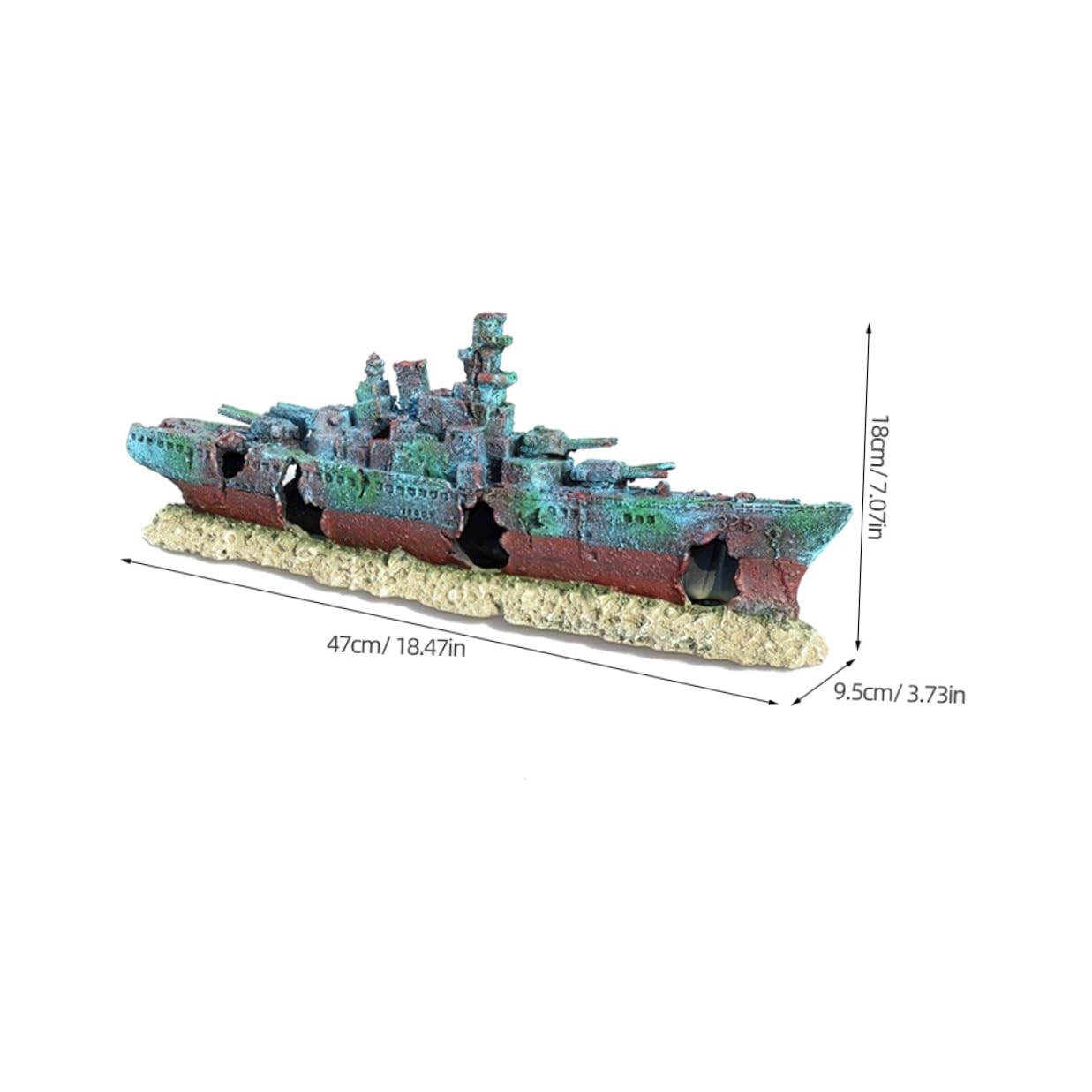 SHINEOFI Schiffswrack Aquarium Deko aus Robustem Harz Wasserdichtes Versunkenes Schiff Ornament für Aquarien Installieren Dekoratives Unterwasser landschaftselement Fischversteck