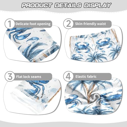 Watercolor Blue Crabs Palm Tree Girls Leggings Kids Yoga Pants Dance Active Tights 4T3