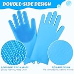 Pecute Pet Grooming Gloves - Heat Resistant Silicone Gloves with High-Density Teeth, Enhanced Five Finger Design for Bathing and Massaging Dogs and Cats, Blue - Image 3