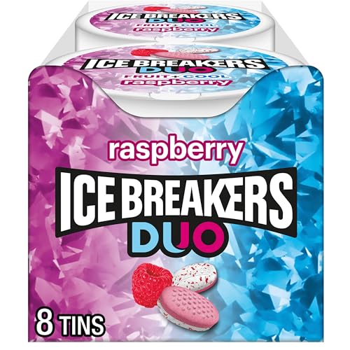 Image of Ice Breakers Duo Fruit + Cool Mints, Raspberry, 36 G, 8 Pack, Pink & White, (72336), 294 Gm