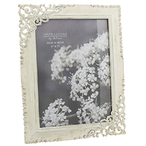 Vintage Style Ornate Cream Metal Photo Frame New Boxed 5 x 7 by ukgiftstoreonline