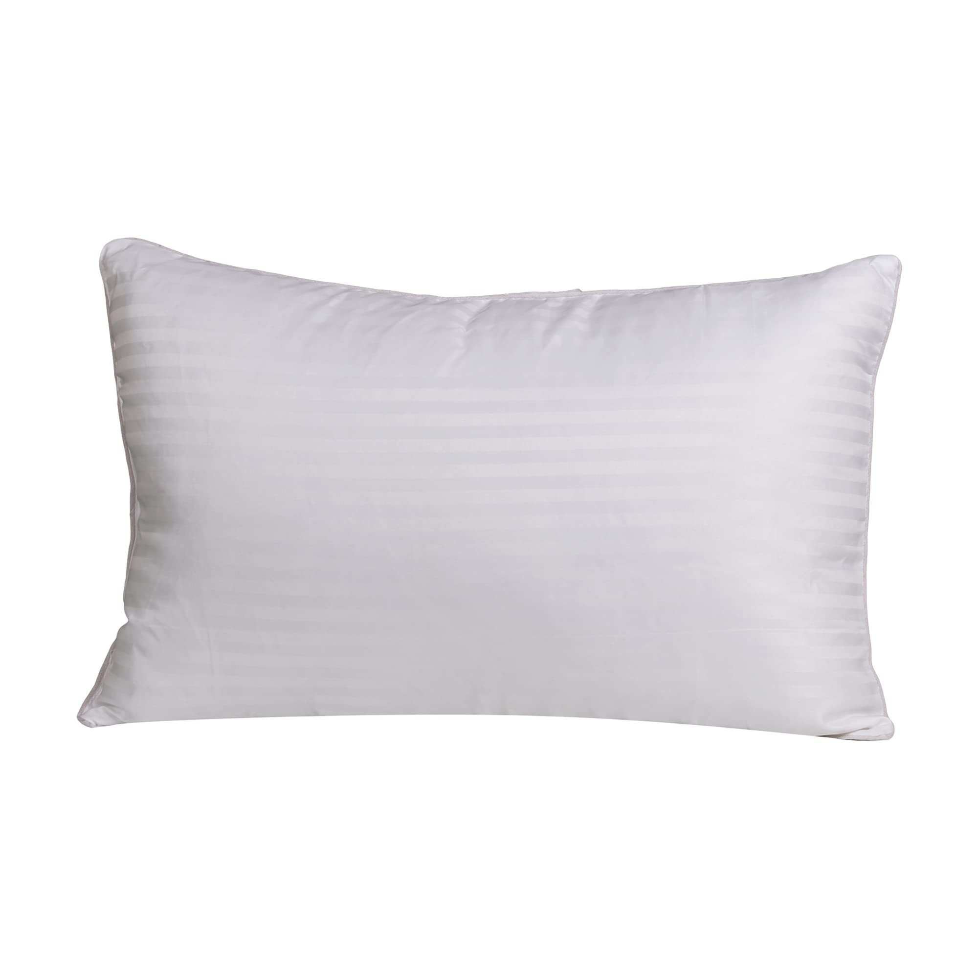 DRIS Satin Microfiber Stripe Pillow | Extra Soft | Standard Size 20 x 30 Inch | White | (1)