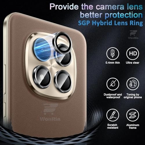 Image of WonRia Pack 4 - Camera Lens Protector Ring for Mi Redmi Note 15 Pro | Redmi Note 15 Pro Plus 5G Camera Aluminum Alloy Rings, Ultra-HD Metal Frame- Black