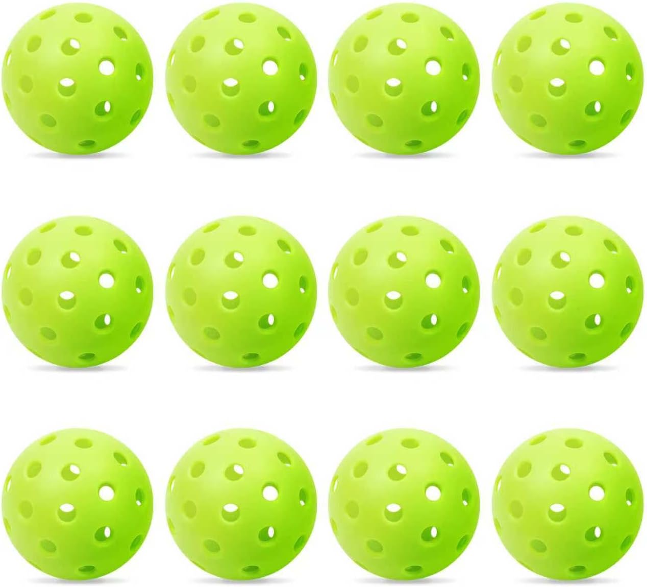 6/12 Pack Pickleball Balls, 40-Hole Outdoor Pickleballs Equipment | Balanced Flight, High Bounce, Superior Visibility, Pickle-Ball Equipment Supplies for Most Floor Sport Courts