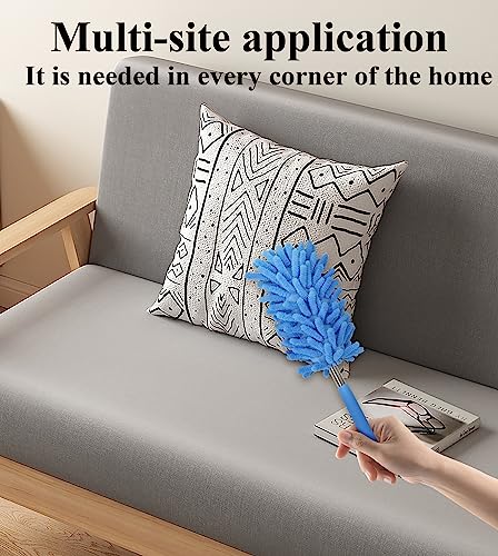 Image of Microfiber Duster, Microfiber Hand Duster Washable Microfibre Cleaning Tool Extendable Dusters for Cleaning Office, Car, Computer, Air Condition, Washable Duster(2Pack /Blue)