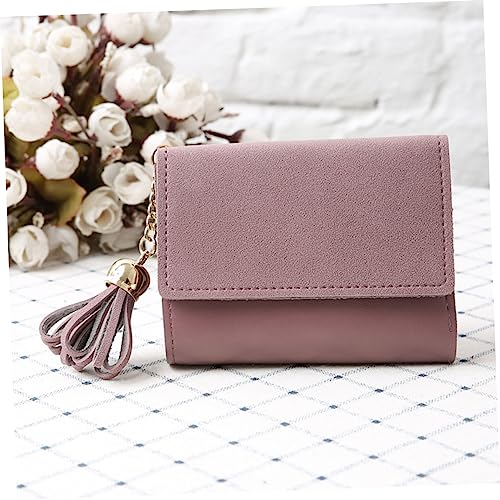 Fashion Wallet Scrub Tassel Pu Leather Wallet Multi-card Holder Small Pink Clutch Purses3