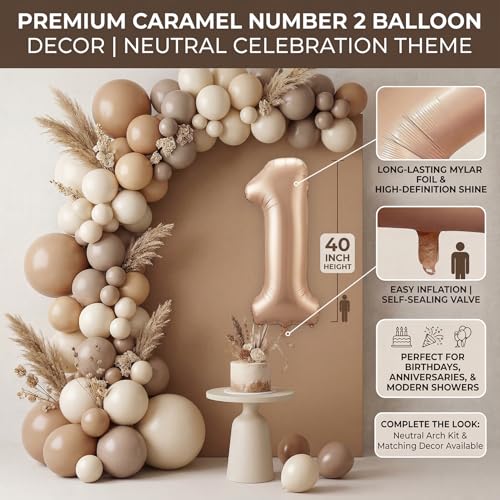 Image of Atpata Funky #1 Elegant Caramel Colour JUMBO 40 INCH Number Balloons Set | 0 to 9 Digit Shapes | Decorative Balloons for Milestones & Celebrations