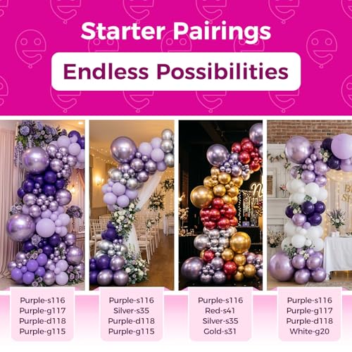 Image of Bezente Metallic Purple Latex Party Balloons - 100 Pack 12 inch Round Helium Chrome Light Purple Lavender Lilac Balloons for Wedding Bachelorette Engagement Girl Butterfly Birthday Party Decorations