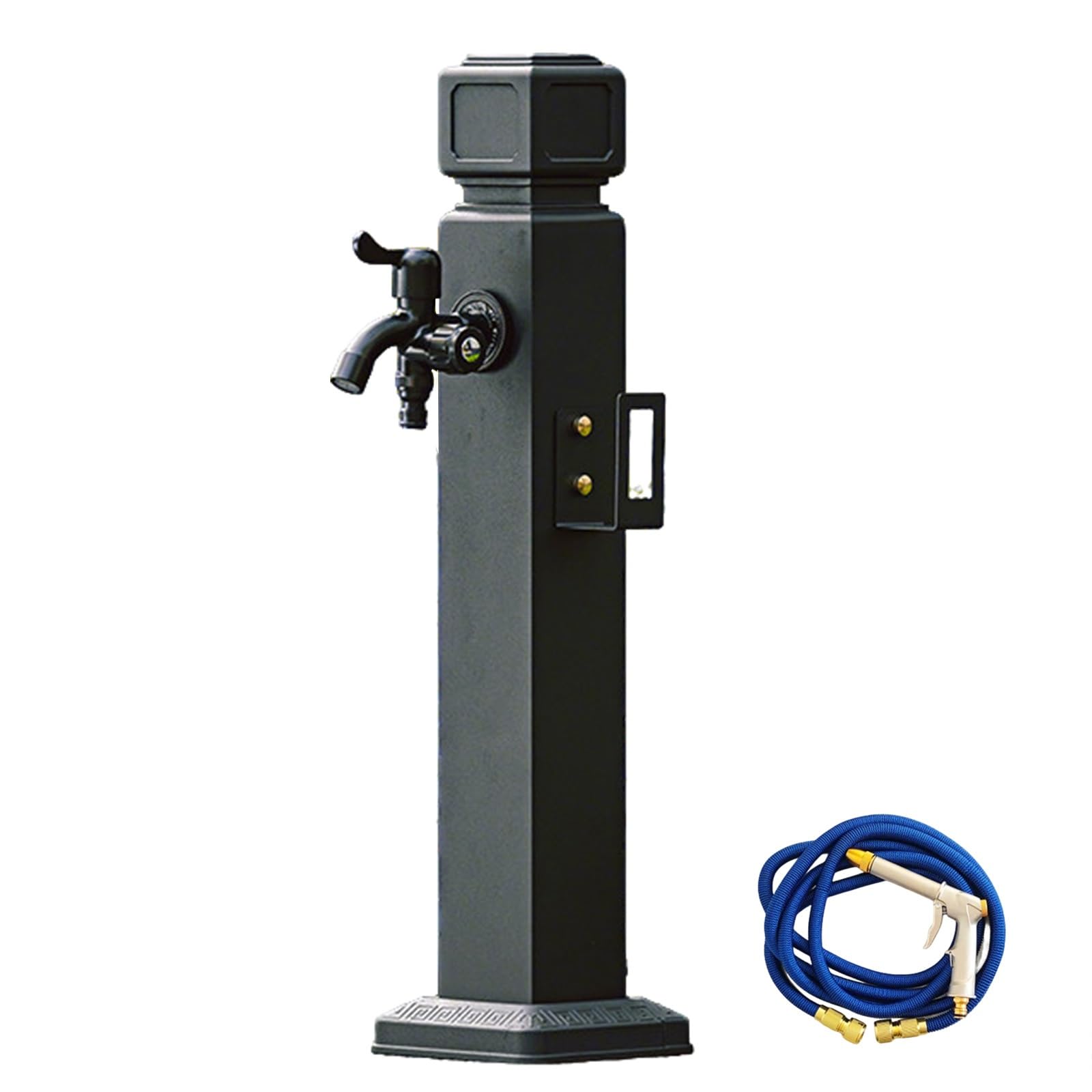 Outdoor Vertical Garden Water Column, Aluminum Outdoor Faucet Water Column Double Outlet Fauce, Yard Hydrant with Spray Gun for Irrigation and Watering(60cm/24in)