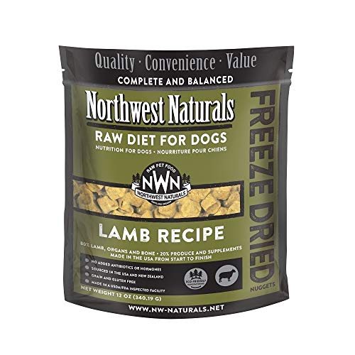 Northwest Naturals 2 Pack of Freeze Dried Raw Diet for Dogs, Lamb Recipe, 12 Ounces Per Pack