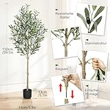 Bludrfnly Olivenbaum Künstlich 150cm - Kunstpflanzen Groß, Künstliche Pflanzen Deko, Kunstpflanze Olivenbaum im Topf für Zuhause, Wohnzimmer, Flur, Schlafzimmer, Büro, Einkaufszentrum