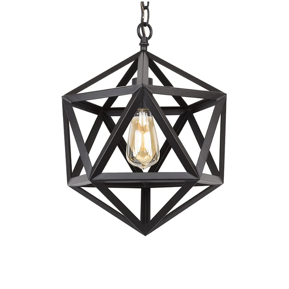 Lustre suspension diamant E27 en métal noir pour éclairage de cuisine