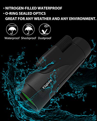 Viajero 12X50 Monocular Telescope, High Power Starscope Monocular with Smartphone Holder & Tripod, Day & Low Night Vision Waterproof Zoom Telescope, BAK4 Prism Dual Focus for Hunting Bird Watching