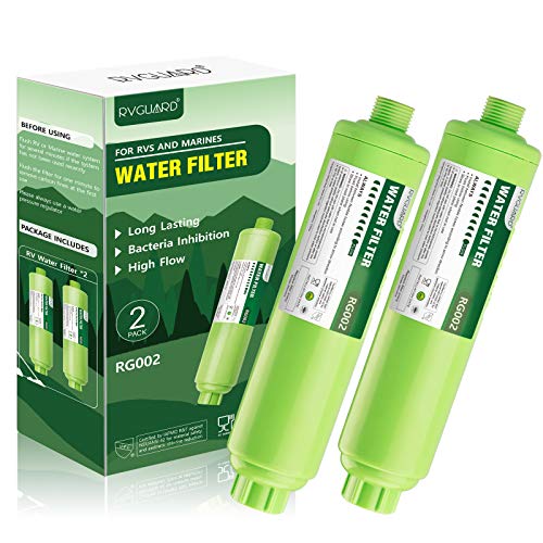 RVGUARD Inline RV Water Filter, Reduces Odors, Bad Taste, Rust, Chlorine, Ideal for RV and Marine use, 2 Pack