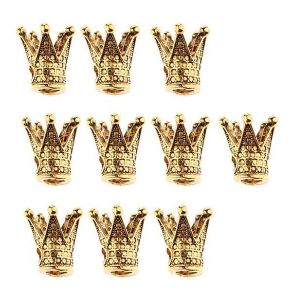 SNAPPSY 4x10 Pieces Crown Shape Spacer Beads Jewelry Charms Connector Gold-image-5