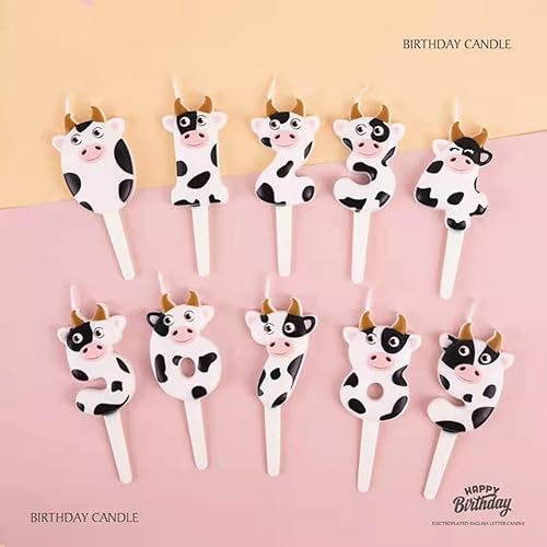 Miniatura 5 de Número Cumpleaños Velas Leche Vaca Número Velas Fiesta Suministros Número 2 Vela para Pastel
