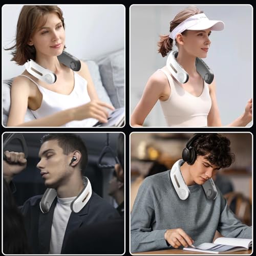 Image of Gaiatop Portable Neck Fan, 360 Cooling Hands-Free Bladeless Rechargeable USB Fan with 4 Motors & 3 Speeds, Ultra-Quiet Personal Cooling Fan for Indoor Outdoor Travel Office(White)