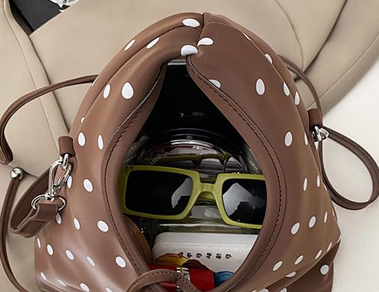 Polka Dot Tote Bag for Women Small Clutch Handbags Shoulder Chic Purse Satchel for Travel Work 5