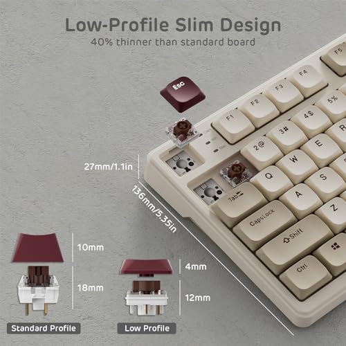 Image of RK ROYAL KLUDGE N80 Low Profile Mechanical Keyboard w /Smart Display Screen & Knob, 75% Top Mount 3-Modes Wireless Mechanical Keyboard, Software Support, Massive Battery, 80 Keys, Tactile Brown Switch