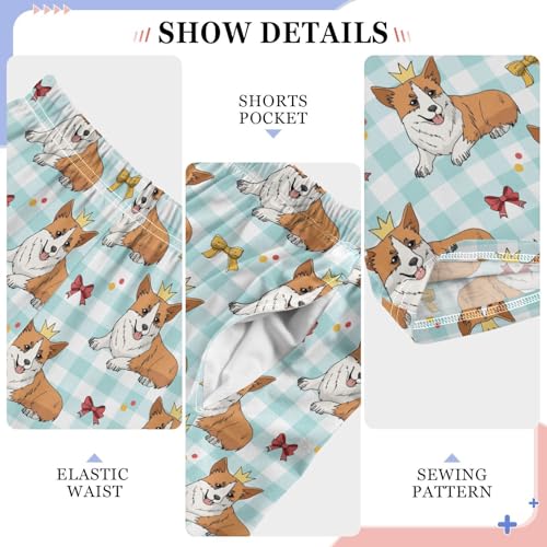 Princess Corgi Dog Boys Long Pants Soft Trousers Elastic Waist Kids Lounge Bottoms with Pockets S-XL4