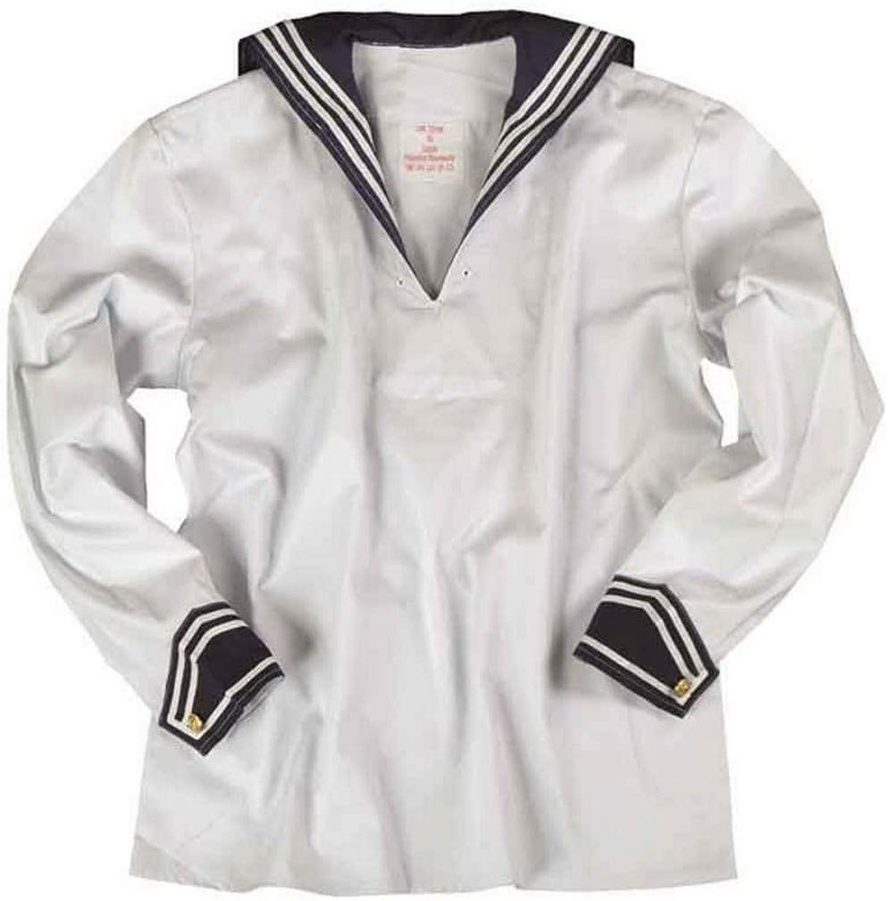 Camicia Da Marinaio Originale Bundeswehr Marine, Manica Lunga, Bianca Con Colletto, Usata