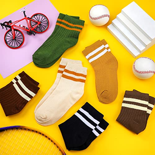 Janmercy 30 Pairs Retro Crew Socks for Women Vintage Striped Crew Fashion Colorful Athletic Socks for Women Men Sport Ten Colors4