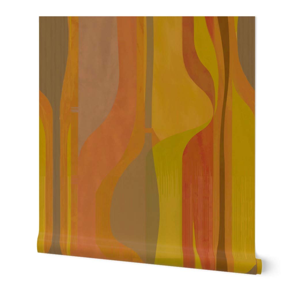 Spoonflower Peel & Stick Removable Wallpaper - Ochre Rust Orange Copper Mustard Print, 24" X 108" Self-Adhesive Roll - View #11