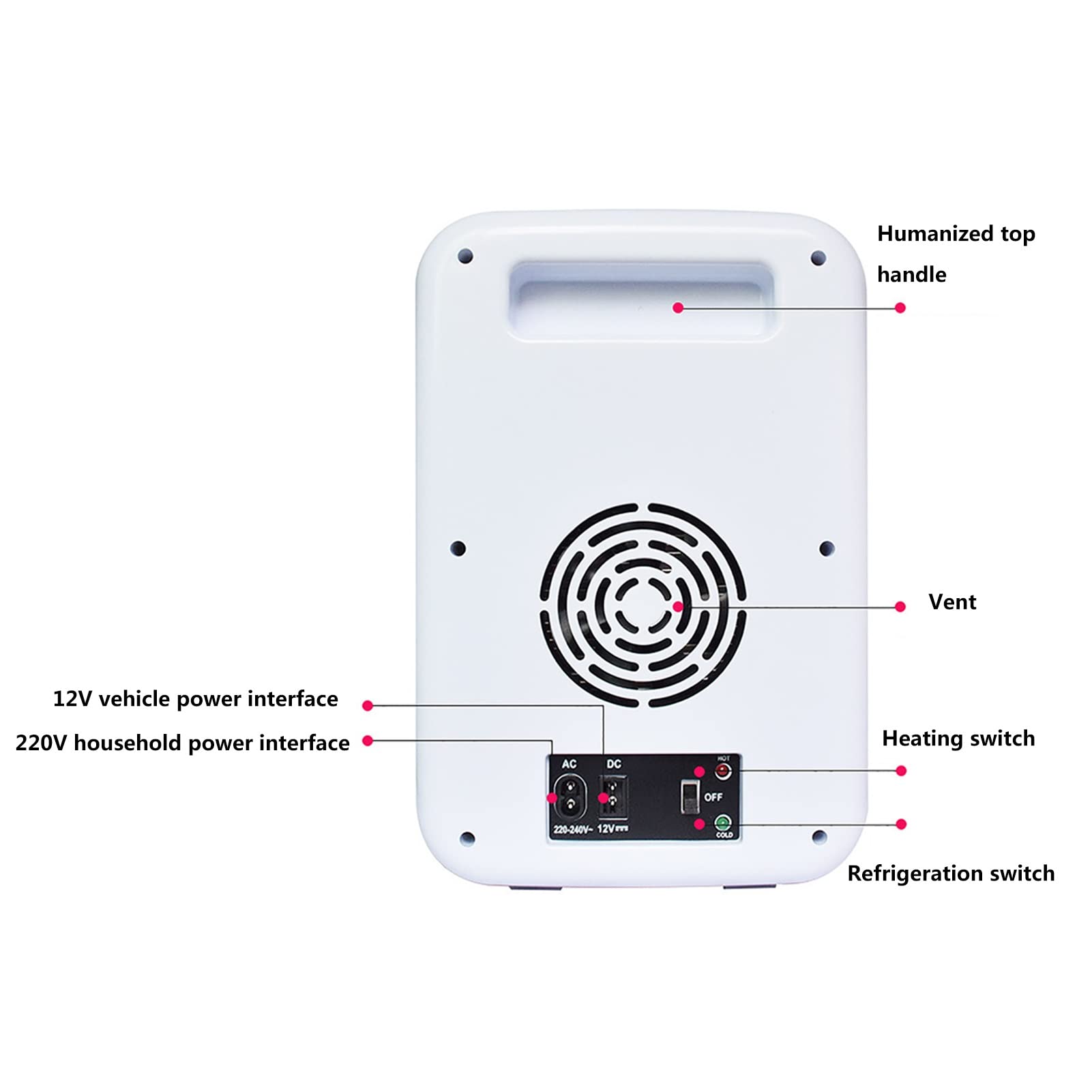 10L Mini Frigo Frigorifero Portatile Riscaldatore per Alimenti E Bevande Congelatore Scatola da Viaggio Mini Casa Campeggio Frigo Alimentazione AC + DC per La Casa Auto Campeggio Viaggi