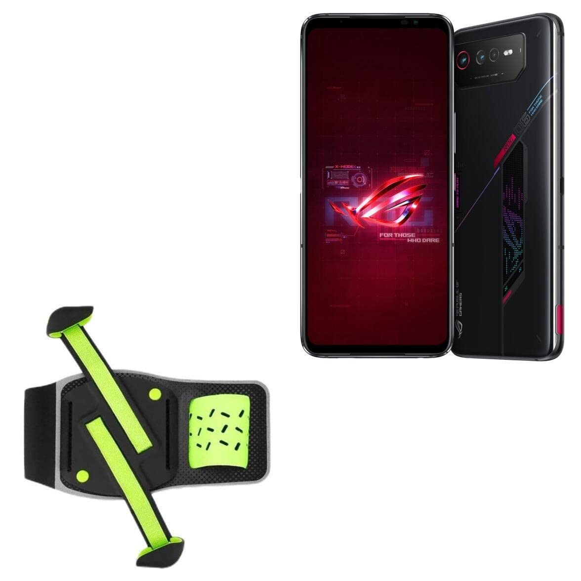 BoxWave Holster Compatible with ASUS ROG Phone 6 - FlexSport Armband, Adjustable Armband for Workout and Running - Stark Green