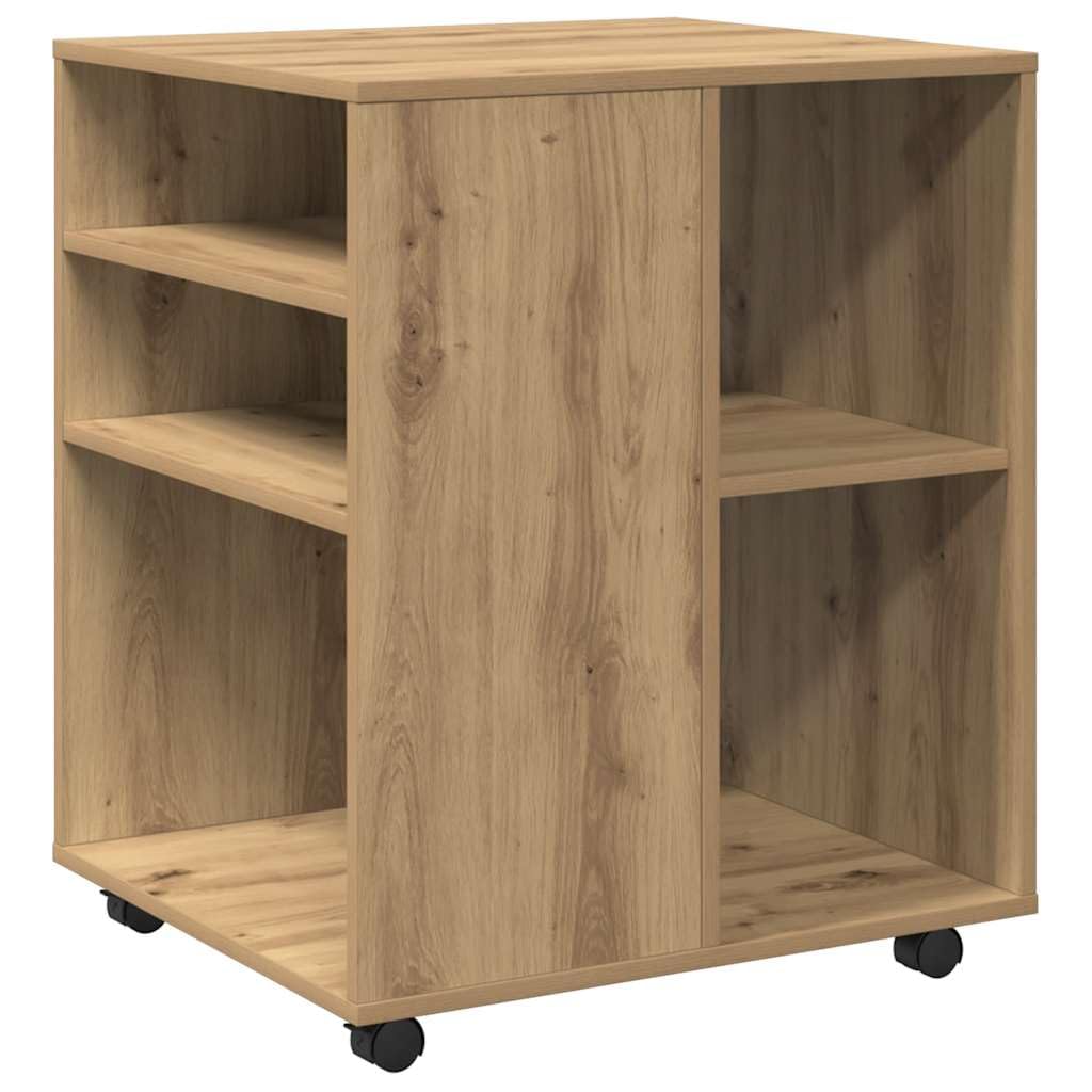 vidaXL Rollschrank Artisan-Eiche 60x53x72 cm Holzwerkstoff, Aktenschrank, Büroschrank, Beistellschrank, Schrank, Schrank mit Rollen, Wohnzimmerschrank
