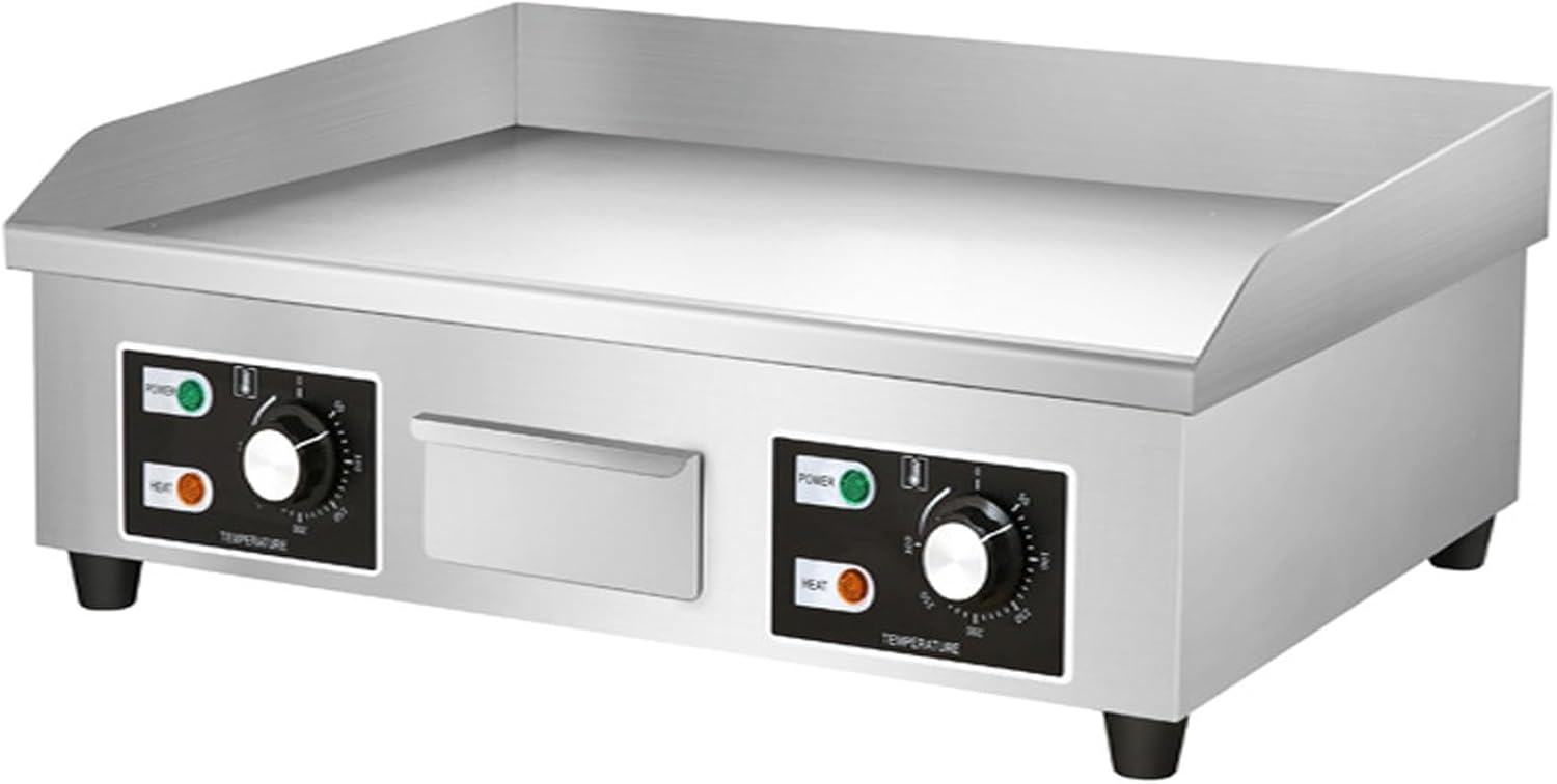 29" Commercial Electric Countertop Flat Top Griddle 4400W 220V Non-Stick Commercial Restaurant Kitchen Teppanyaki Grill Stainless Steel Adjustable Temperature Control 50~300℃