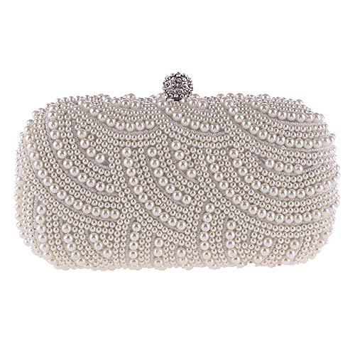 Pearl Clutch Bag Women Purse Women Handbag Evening Bag for Party Wedding Pearl Fashion Clutch Bag - White, white