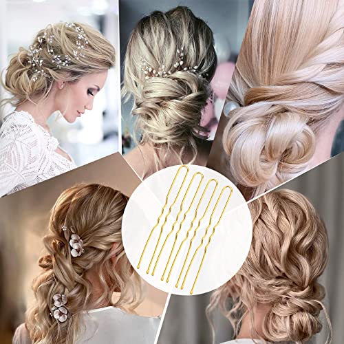 Mbsomnus 200pcs Hair Pins for Buns 7cm Bobby Pins Blonde U-Shaped Hair Pins Long Bun Pins with Storage Box Hair Grips for Thick Hair Women Girls Wedding Hair Styling Hair Accessories - Image 2