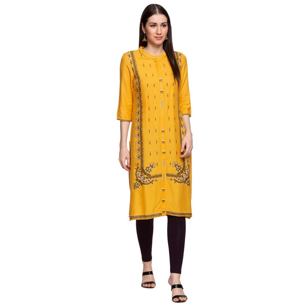 W for Woman Women's Rayon Straight Kurta