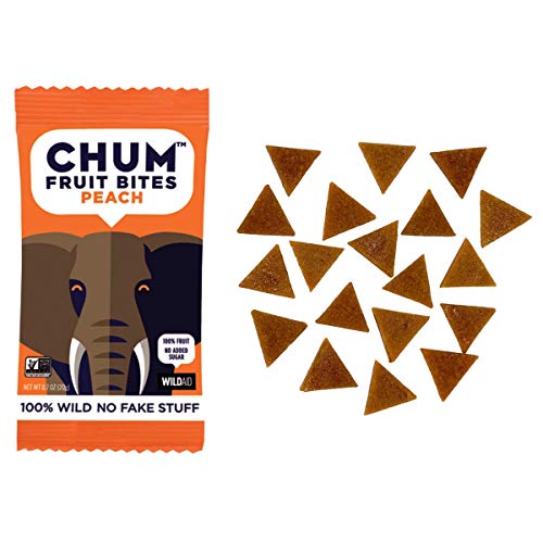 Chum Fruit Bites | 100% Fruit | No Added Sugar | All Natural Healthy Fruit Snack | High Fiber | Vegan | Gluten Free | Non GMO | Kosher | Paleo (Peach, 12 Pack)